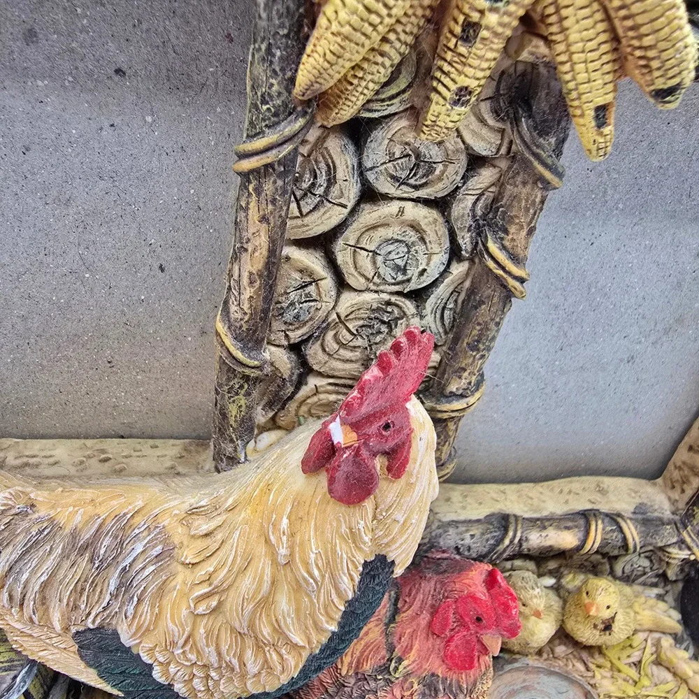 Farmhouse Rustic Photo Frame Rooster Hen Chicks Double‎ Picture Display